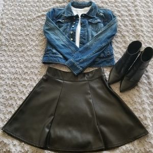 Socialite Faux Leather Flare Skirt